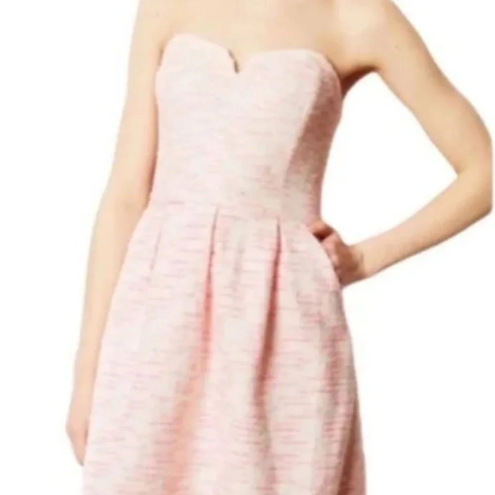 moulinette soeurs pink dress ♥ Moulinette Soeurs Tweed Hot Pink White Strapless Sweetheart Barbiecore Sz  8P